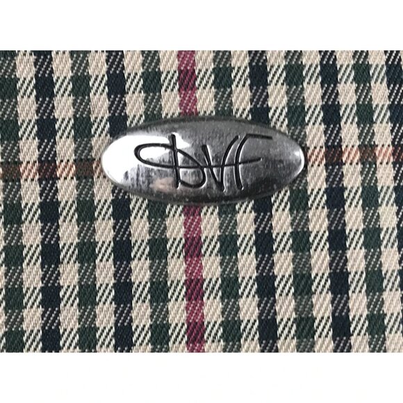 Diane von Furstenberg Womens Multicolor Plaid Pockets Double Handles Duffle Bag - Picture 10 of 10